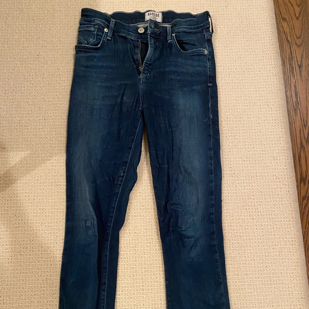Agolde skinny straight leg cropped jean